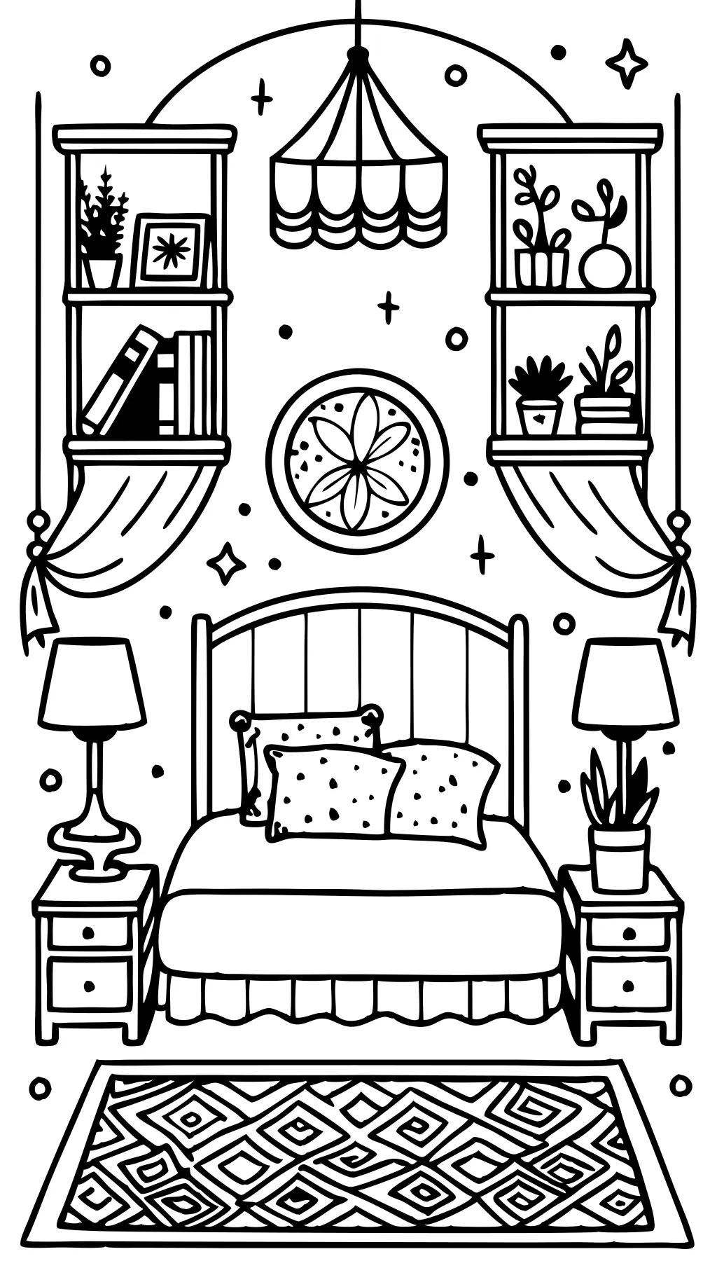 coloring pages of a bedroom